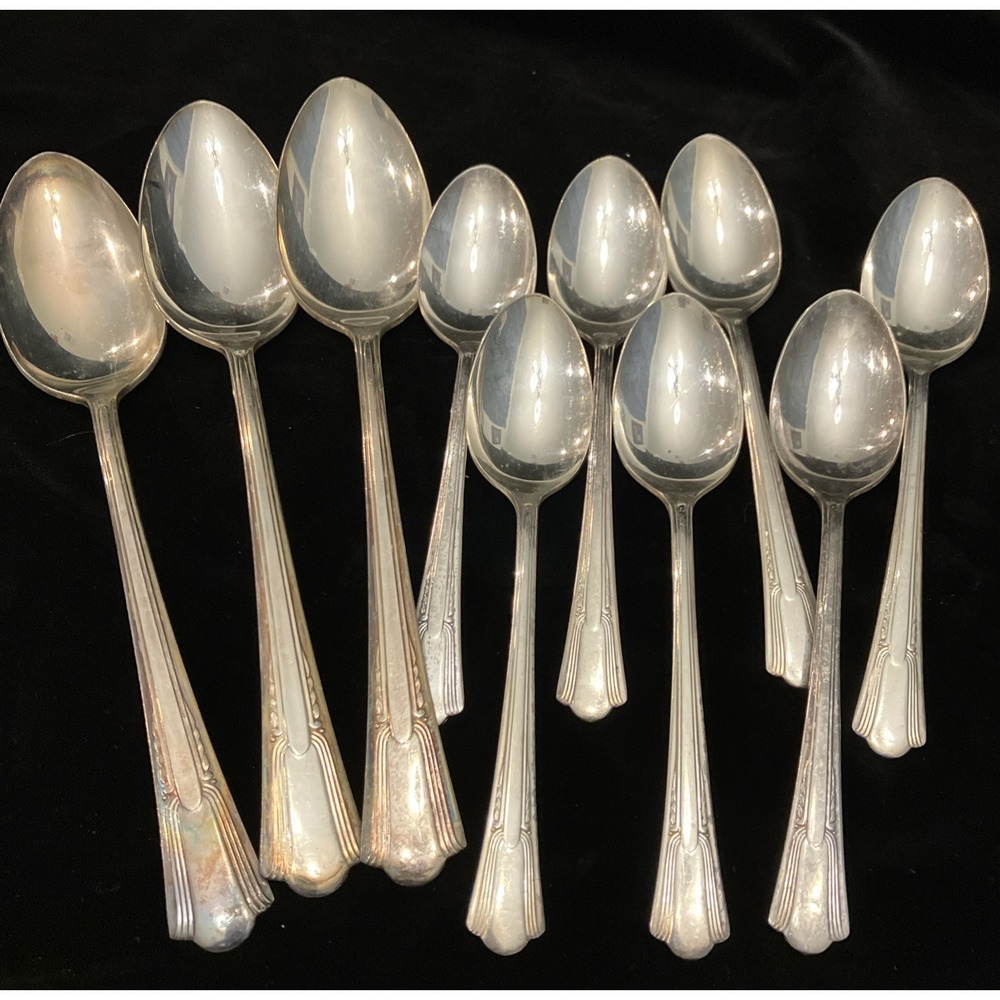 VTG 1940 Lady Betty Silverplate Flatware 10 Spoons Sheffield Serving Dinner